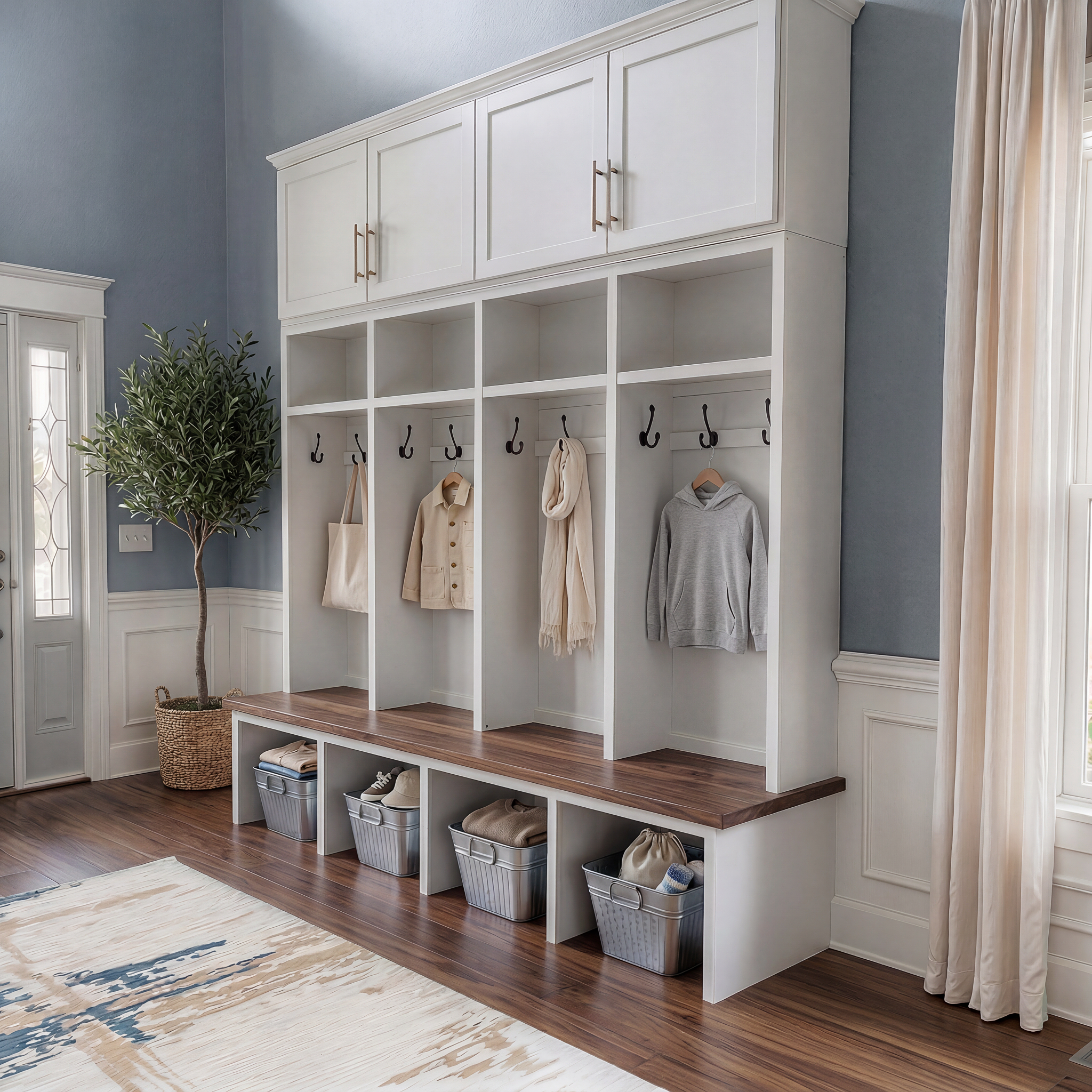 The Franklin Halltree || 4 Open Lockers – The Mudroom Company