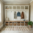 The Willowbrook Entryway Bench with Hooks || 6 Open Cubbies