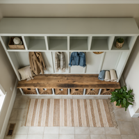 The Willowbrook Entryway Bench with Hooks || 6 Open Cubbies