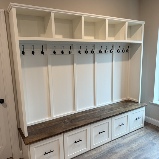 The Charlotte 5 drawer Halltree || Entryway Mudroom Shoe Storage Lockers with Bench and Hooks