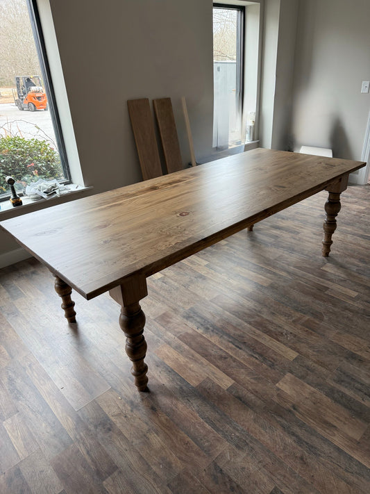 Farmhouse Dining Table Eastern White Pine - customizable size and stain