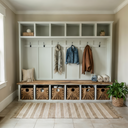 The Willowbrook Entryway Bench with Hooks || 6 Open Cubbies