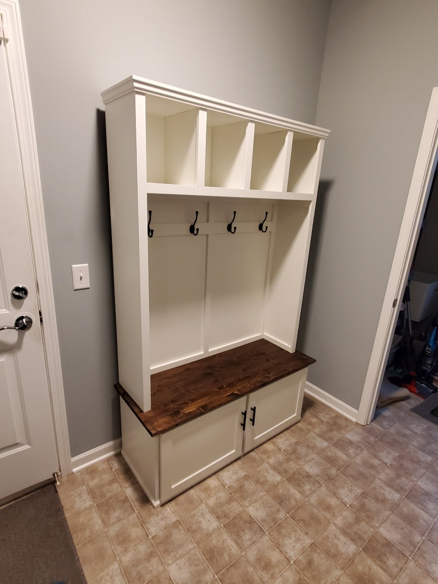 Farmhouse Halltree | Mudroom locker Farmhouse Halltree | Mudroom locker | hall tree | entryway furniture | bench with storage | shaker cabinet| hall tree | entryway furniture | bench with storage | shaker cabinet